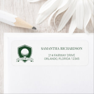 Modern Green White Golf Graduation Return Address