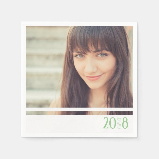 Modern Green & White Graduate Custom Party Napkins (Front)