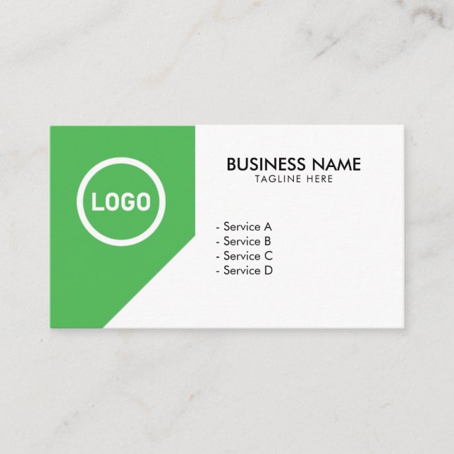 Modern Green & White Logo Lawn Care Grass Cutting Business Card (Front)