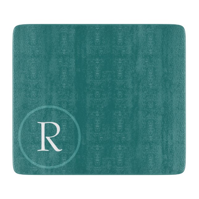 modern Green &White Monogram Cutting Board (Front)