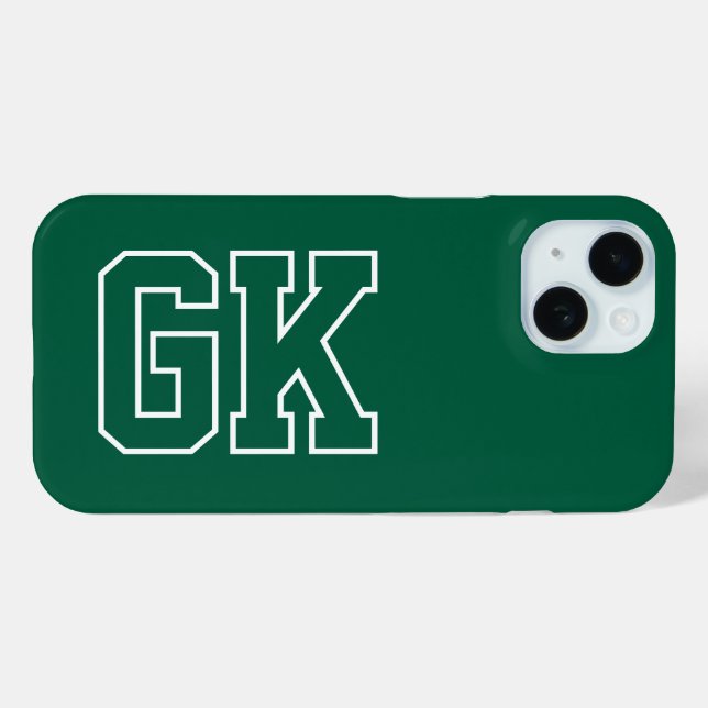 Modern Green White Monogram Initials Case-Mate iPhone Case (Back (Horizontal))