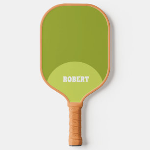 Modern green &white monogram name pickleball paddle