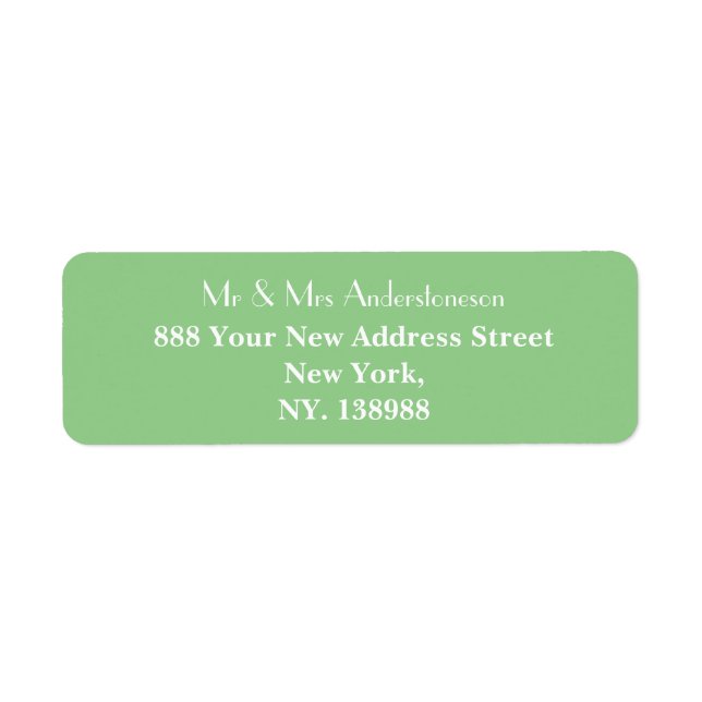 Modern Green & White Simple Script Return Address (Front)