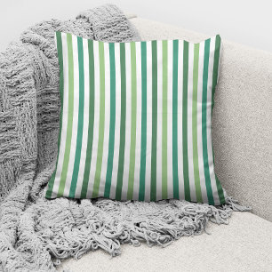 Modern Green White Striped Pattern Cushion