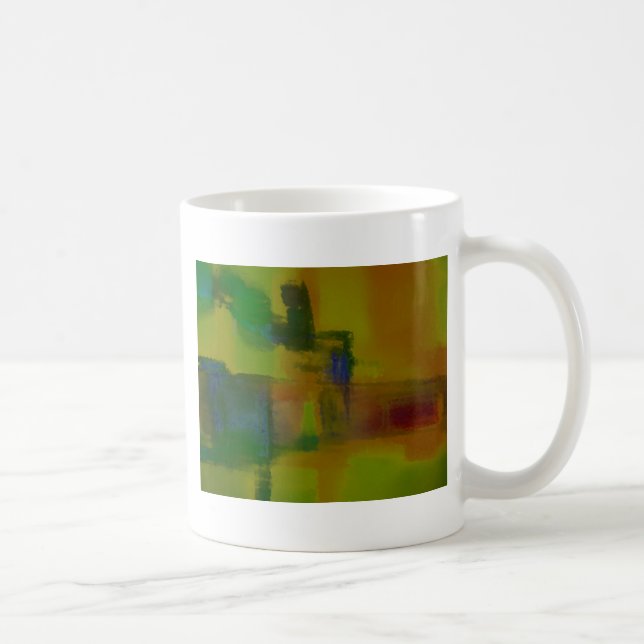 Modern Green Yellow Abstract Coffee Mug (Right)