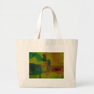 Modern Green Yellow Abstract Large Tote Bag