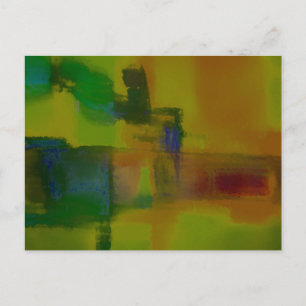 Modern Green Yellow Abstract Postcard