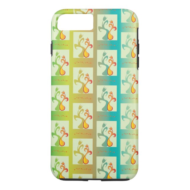 Modern Green, yellow and blue Tulip Couple pattern Case-Mate iPhone Case (Back)