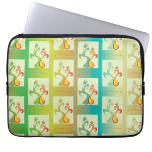 Modern Green, yellow and blue Tulip Couple pattern Laptop Sleeve