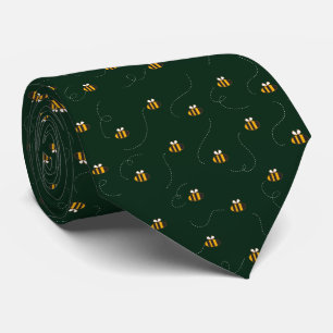 Modern Green Yellow Bee Seamless Pattern Tie
