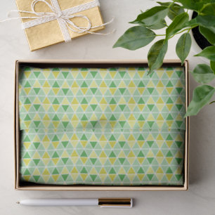 Modern Green Yellow Triangle Geometric Pattern Tissue Paper