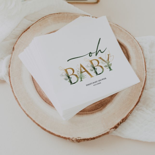Modern Greenery and Gold Baby Shower Napkins (Creator Uploaded)