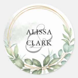 Modern Greenery And Gold Envelope Seal