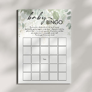 Modern Greenery Baby Shower Baby Bingo Card