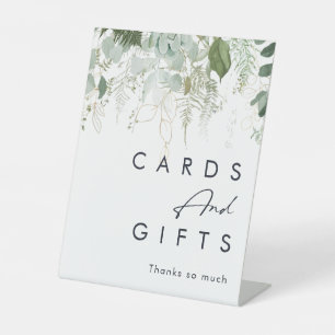 Modern Greenery Baby Shower Cards and Gifts Pedestal Sign