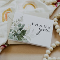 Modern Greenery Baby Shower Folded Thank You Card