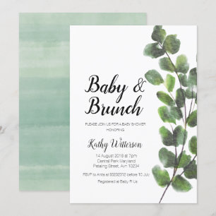 Modern greenery Baby shower invitation boy