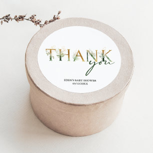 Modern Greenery Baby Shower Thank You Favour Classic Round Sticker