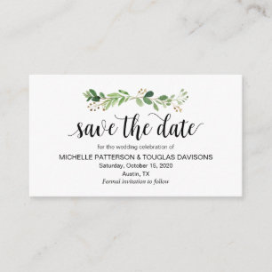 Modern Greenery, Black, Wedding Save the date Enclosure Card