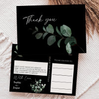 Modern Greenery Black Wedding Thank You