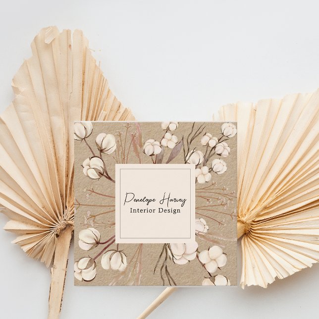 Modern Greenery Blush Pink Kraft Interior Design Square Business Card (Creator Uploaded)