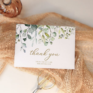 Modern Greenery Botanical Bridal Shower Thank You Card
