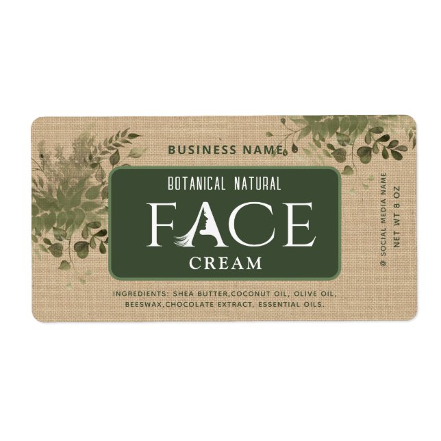 Modern greenery botanical elegant face cream  (Front)