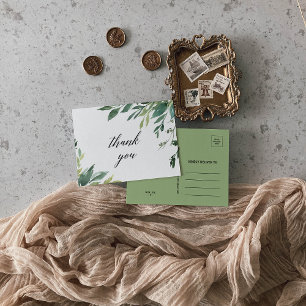 Modern Greenery Botanical Foliage Thank You Postcard
