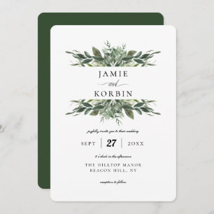 Modern Greenery Bouquets Wedding Invitation