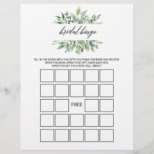 Modern Greenery Bridal Bingo, Bridal Shower Game