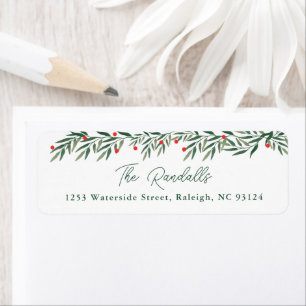 Modern Greenery Christmas Card Return Address