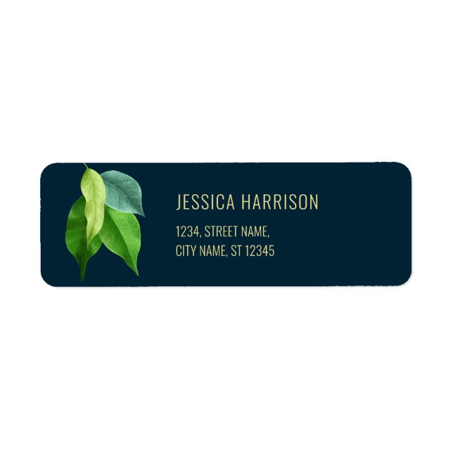 Modern Greenery Deep Blue Elegant Green Leaves (Front)