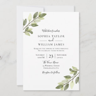 Modern Greenery Elegant Wedding Invitation