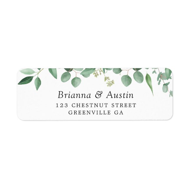 Modern Greenery Eucalyptus Botanical Address Label (Front)