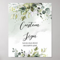 Modern greenery eucalyptus foliage custom sign