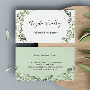 Modern Greenery Eucalyptus Geometric Frame Business Card