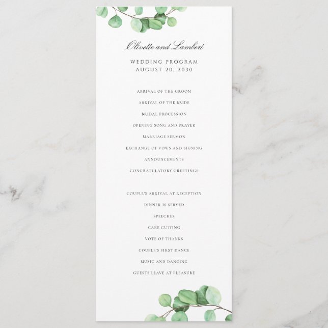 Modern Greenery Eucalyptus leaves Programme (Front)