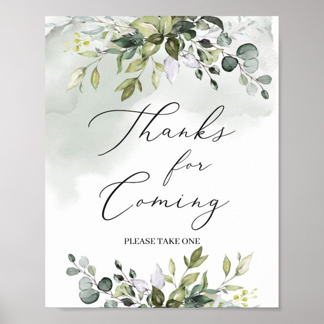 Modern greenery eucalyptus thank for coming sign (Front)