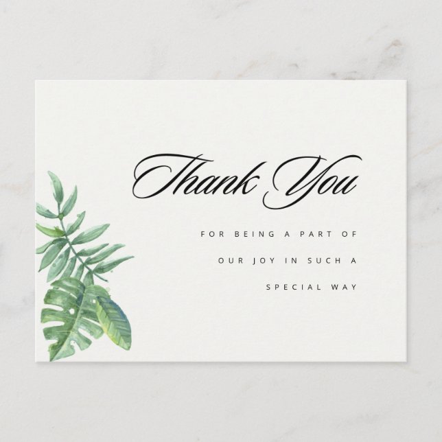 Modern Greenery Eucalyptus Thank you Postcard (Front)