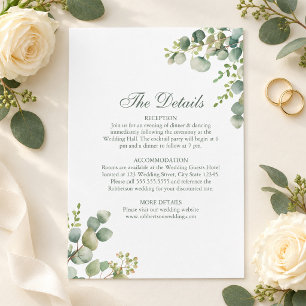 Modern Greenery Eucalyptus Wedding Details Card
