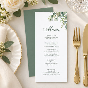 Modern Greenery Eucalyptus Wedding Menu