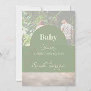 Modern Greenery Family Photo Baby Shower Invitation