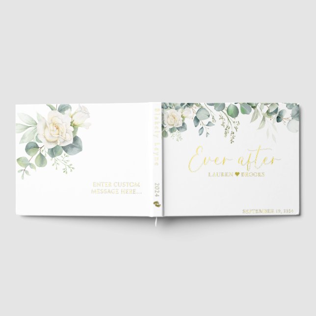 Modern Greenery Floral Bridal wedding guest book  (Full)