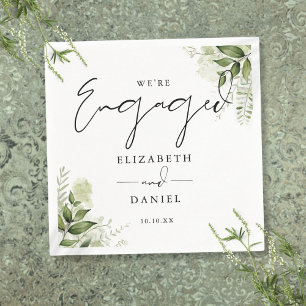 Modern Greenery Floral Engagement Party Napkin