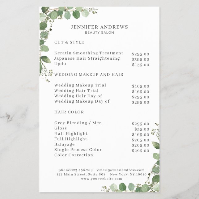 Modern, Greenery Flyer (Back)
