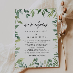 Modern Greenery Foliage Elopement Reception Invitation