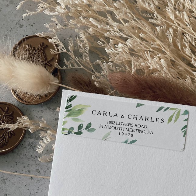 Modern Greenery foliage Return Address Label (Creator Uploaded)