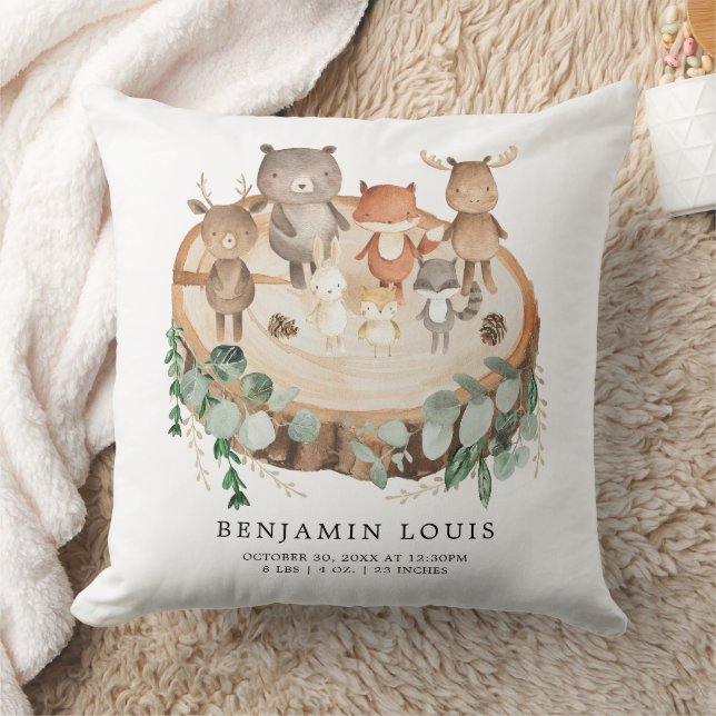 Modern Greenery Forest Woodland Animals Nursery Cushion (Blanket)