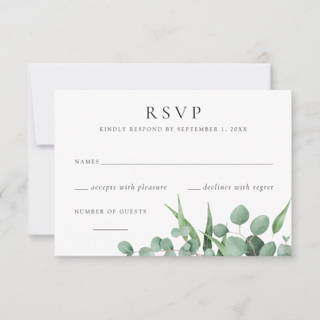 Modern Greenery Frame Eucalyptus Botanical RSVP Invitation (Front)