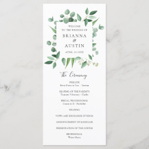 Modern Greenery Frame Eucalyptus Leaves Wedding Programme
